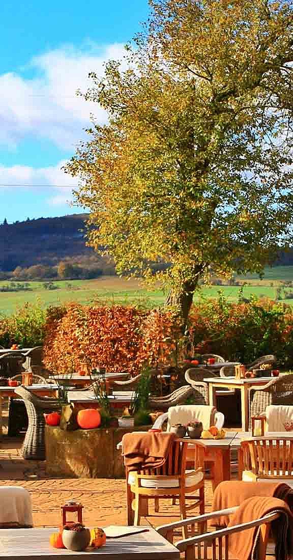 Sommerterrasse vom Restaurant Waldschlösschen in Dagobertshausen